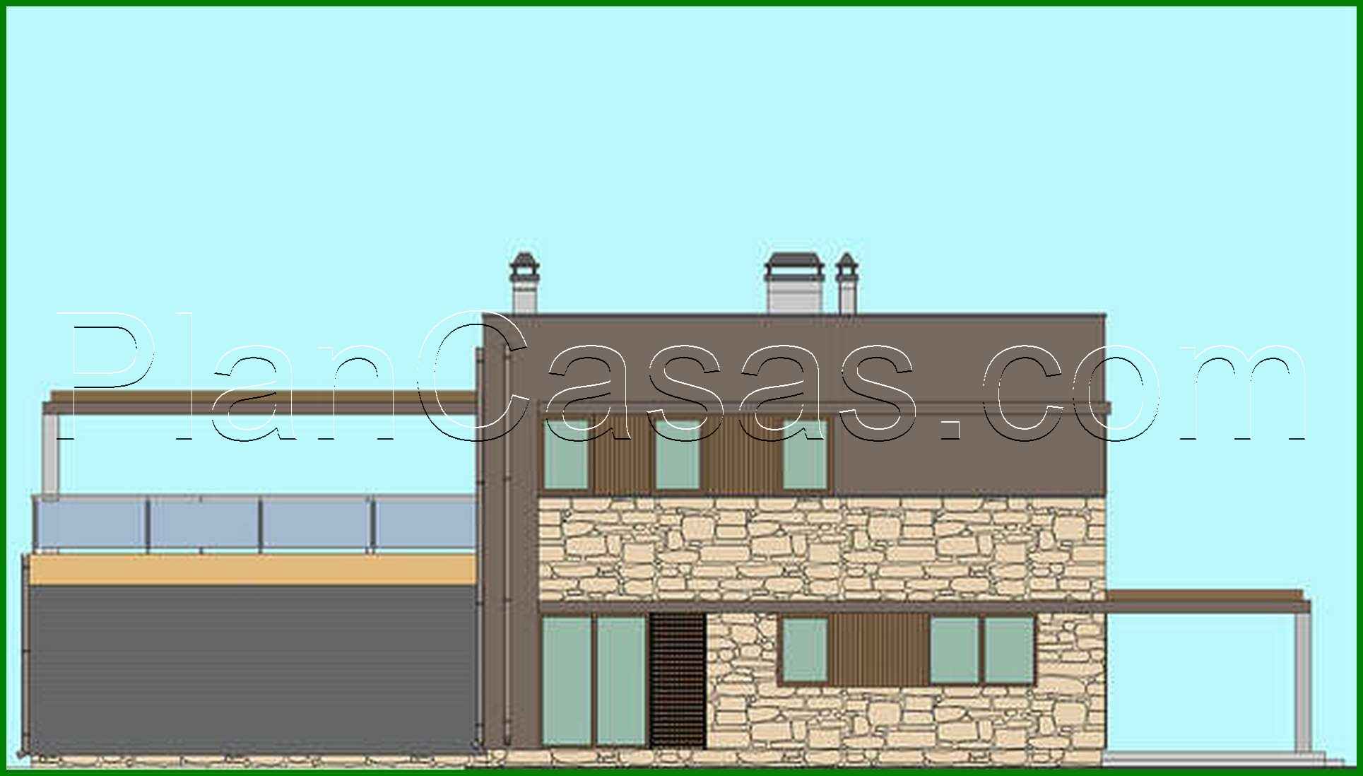 Visualization gallery - The project of a two-story cottage with an area of 173 square meters. m with open terraces on the first and second level