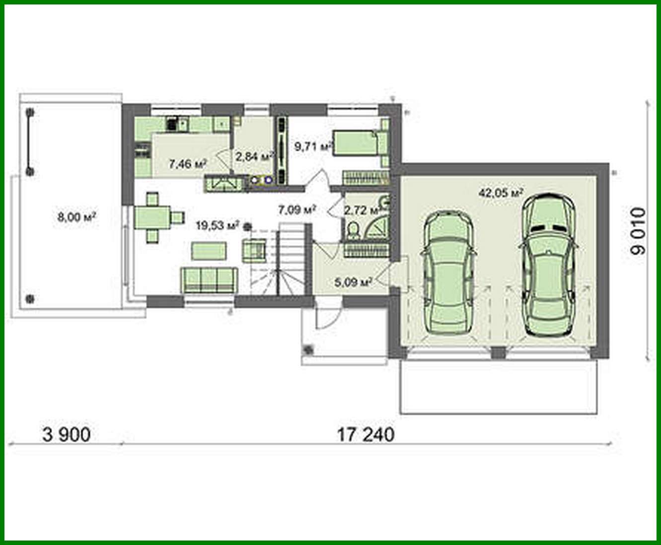 Visualization gallery - The project of a two-story cottage with an area of 173 square meters. m with open terraces on the first and second level