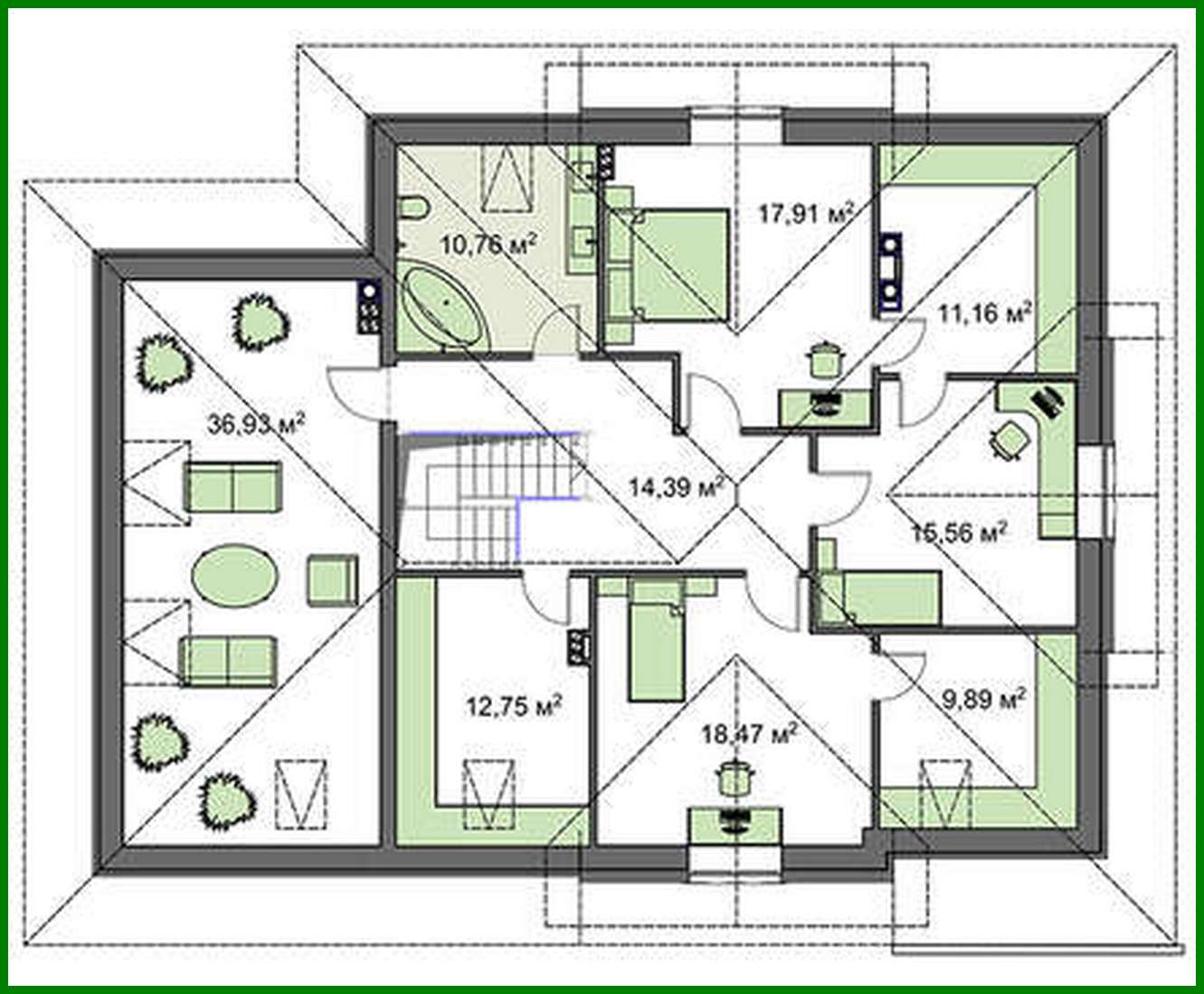 Visualization gallery - The project of a cottage with an attic and bay window with an area of 289 sq.m