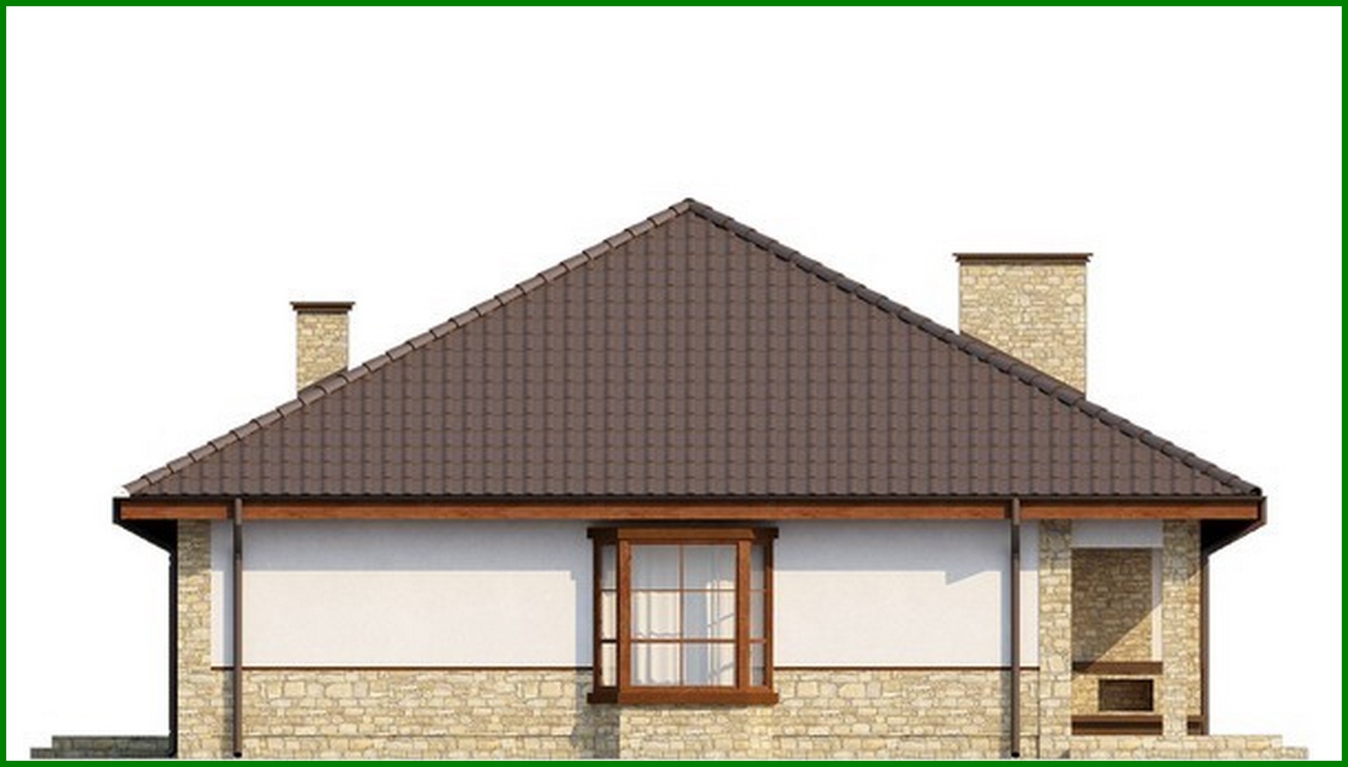 Visualization gallery - Project of a house with a multi-pitched roof, bay window and fireplace