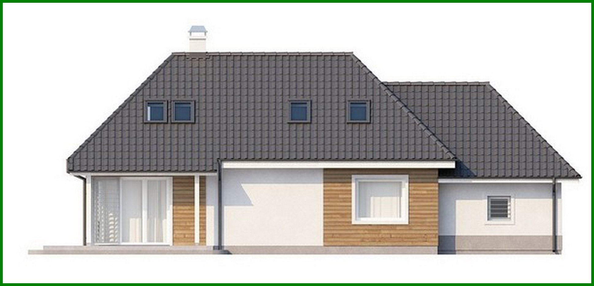 Visualization gallery - The project of a country cottage with a corner window in the kitchen