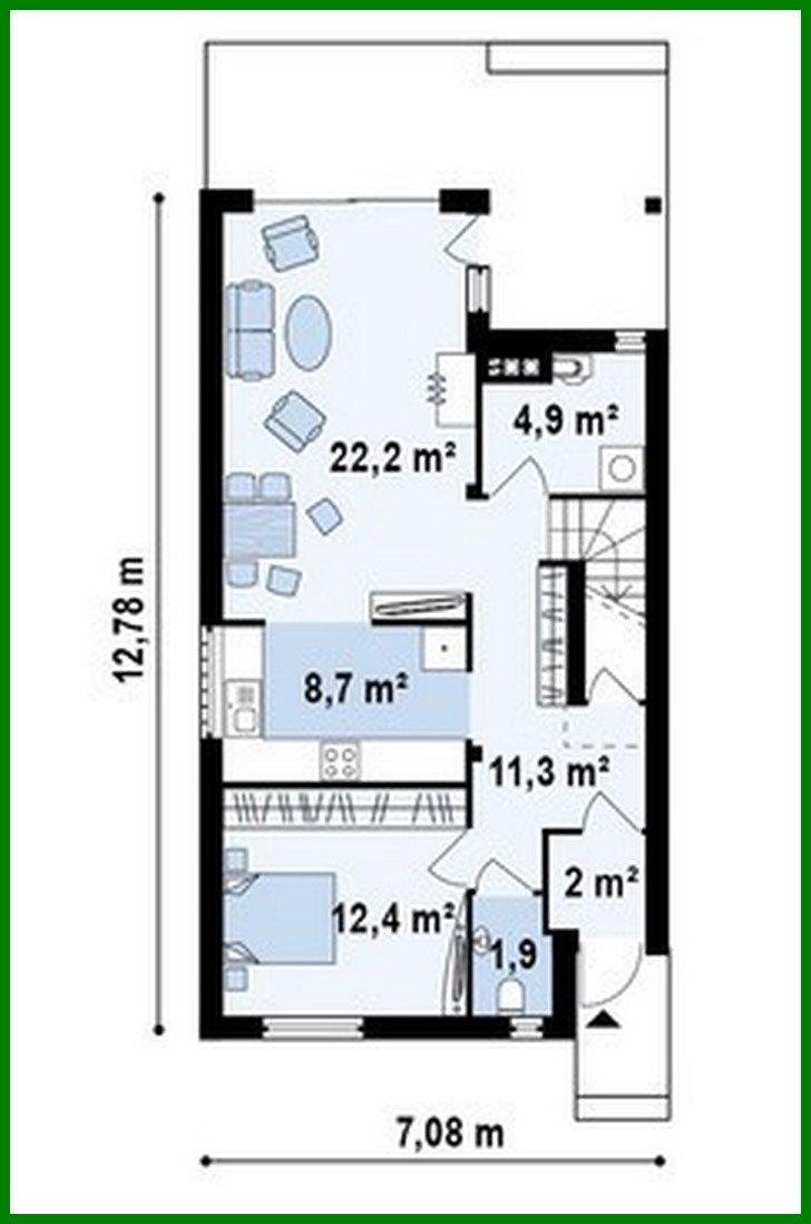 Visualization gallery - The project of a country energy-saving house for a narrow site
