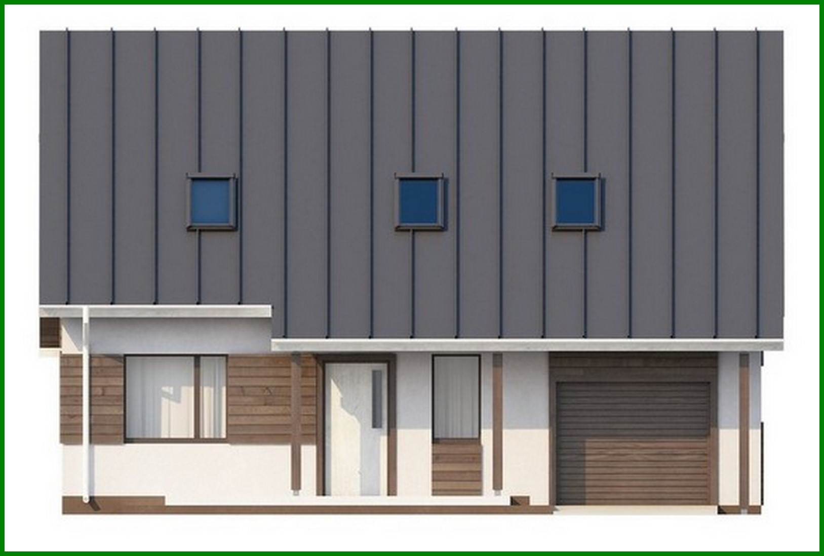 Visualization gallery - Project of a cute cottage with a built-in garage for one car