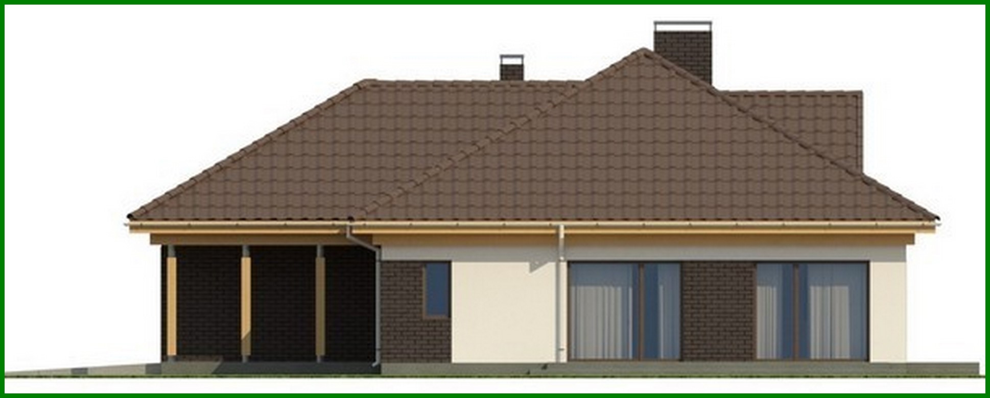 Visualization gallery - The project of a cottage with a garage for two cars