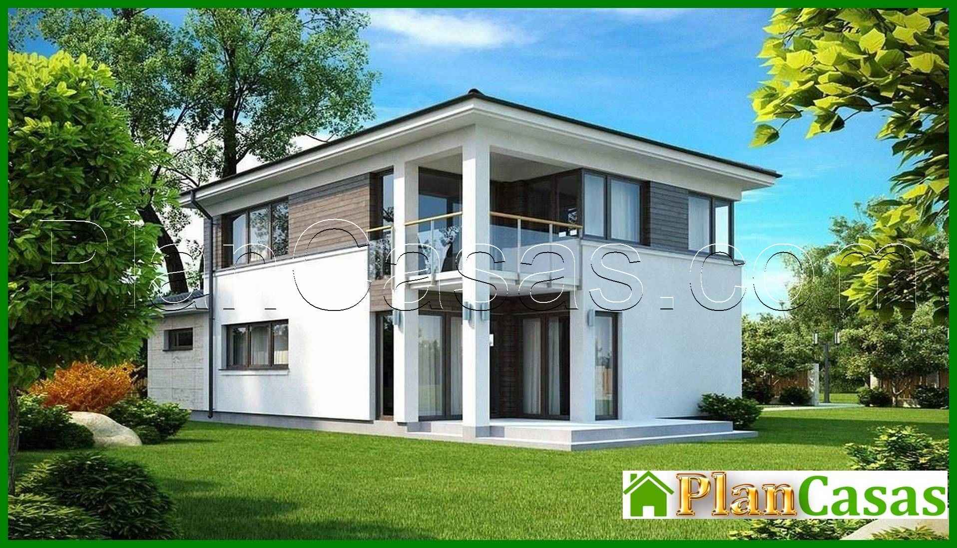 The project of a two-story modern house with a living room house plan