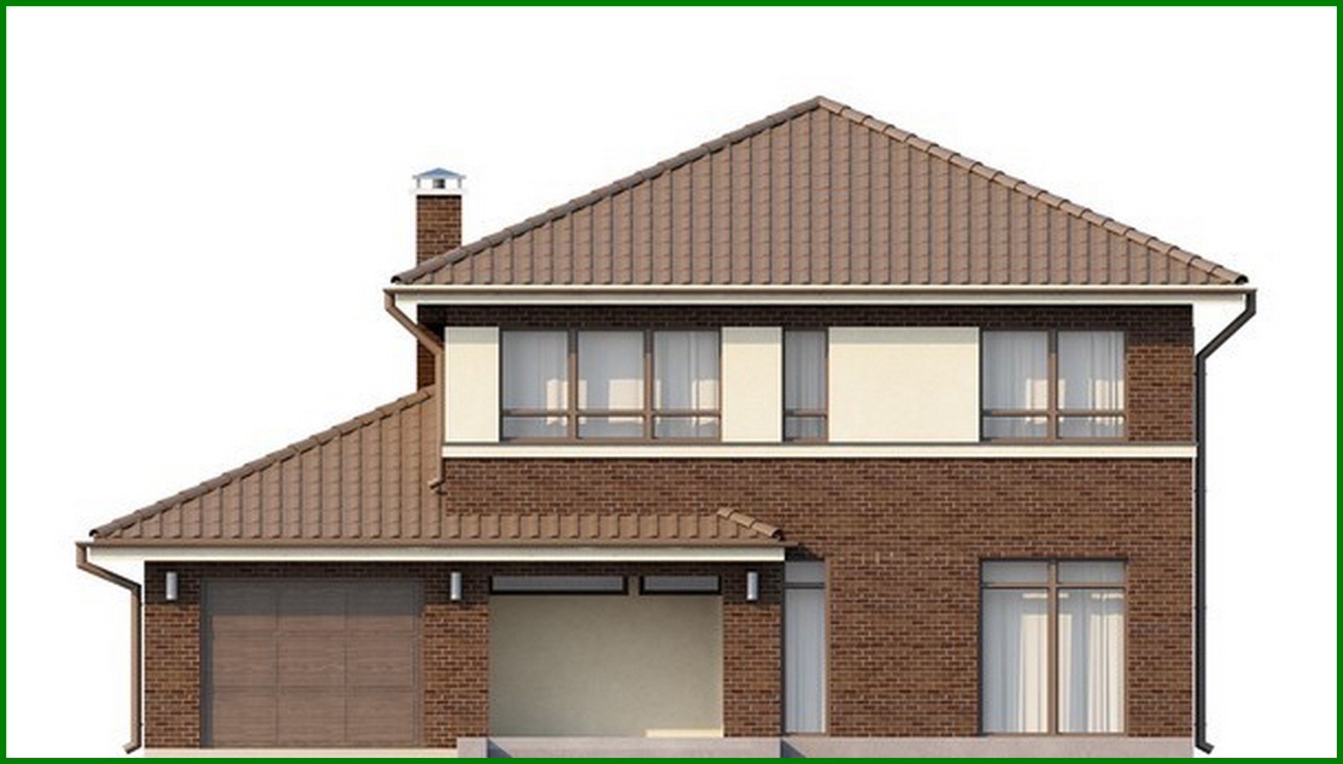 Visualization gallery - The project of a two-story house with a side garage