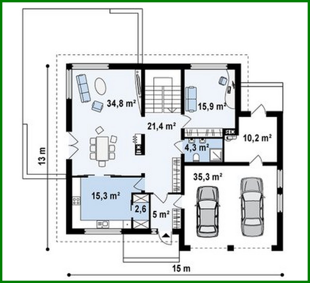 Visualization gallery - Project of a two-story house with a bay window above the garage