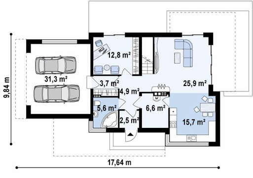 Visualization gallery - The project of a two-story mansion, made in a modern style