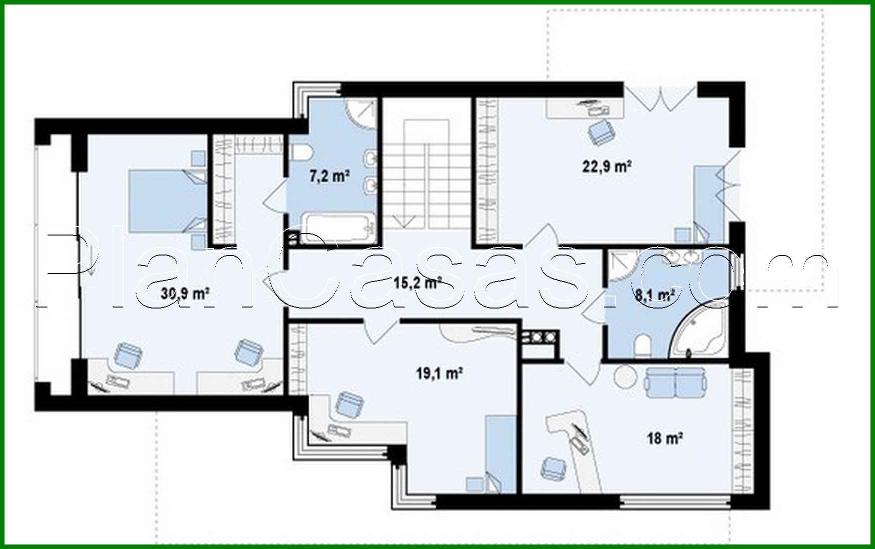 Visualization gallery - The project of a two-story modern cottage with a garage for two cars