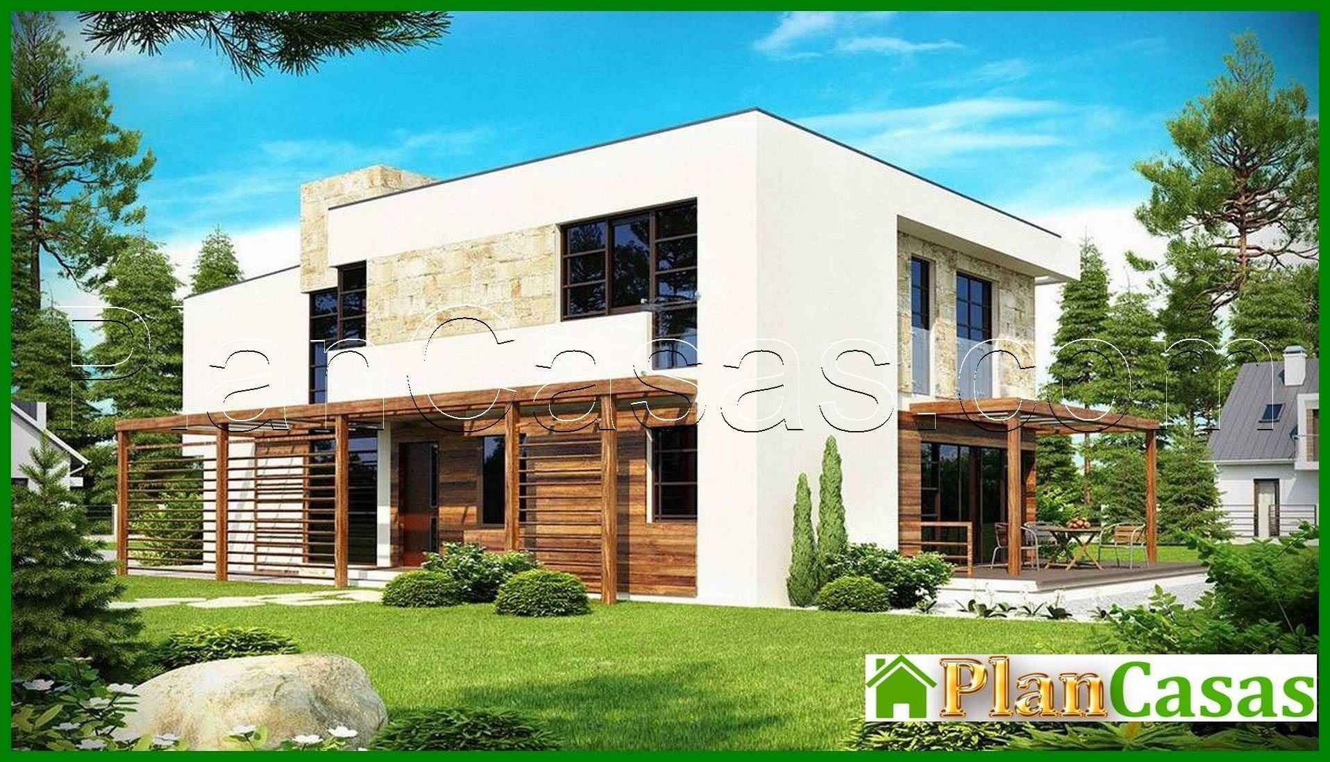 Visualization gallery - The project of a two-story modern cottage with a garage for two cars