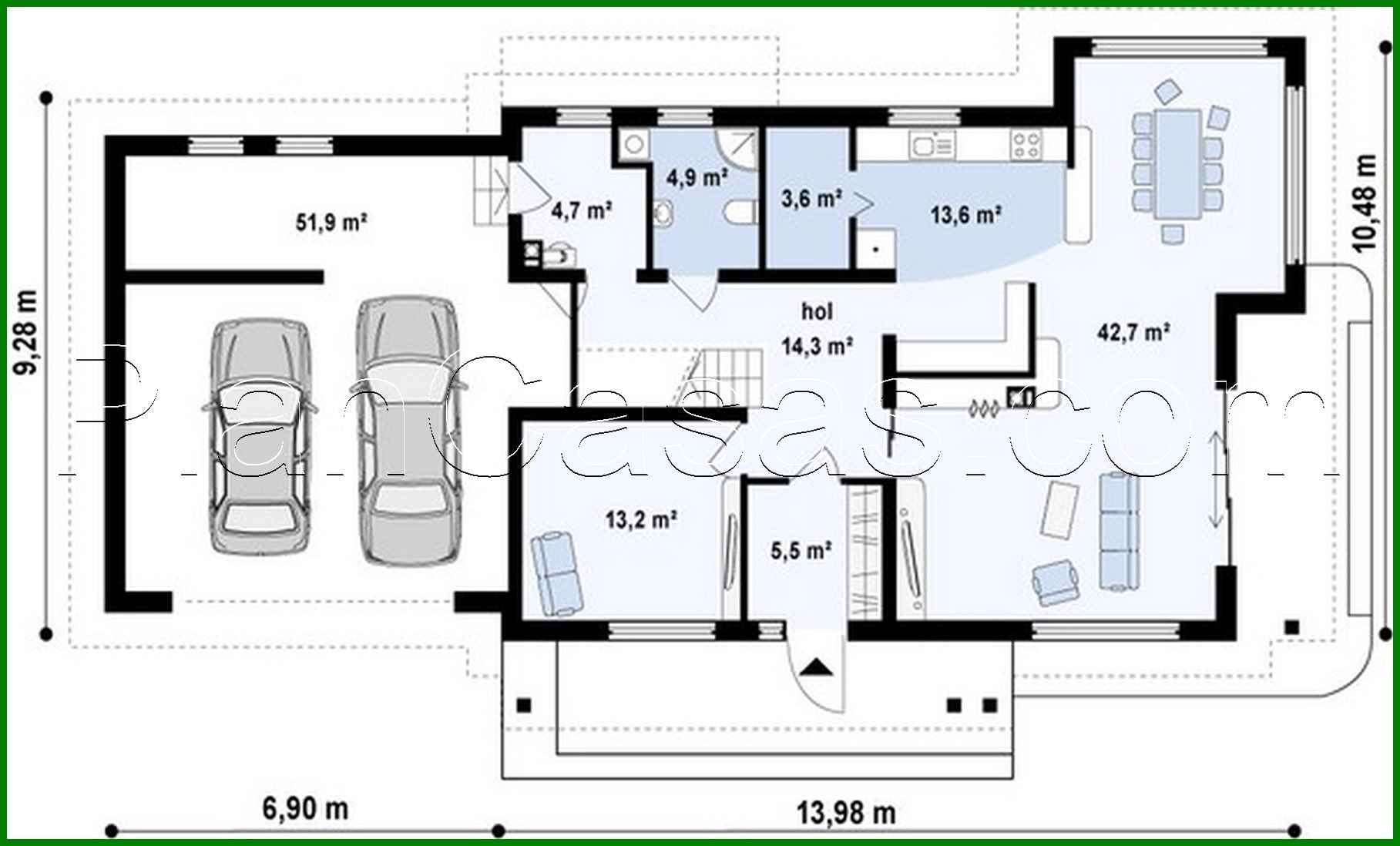 Visualization gallery - The project of a two-story cottage with a garage and a multi-pitch roof