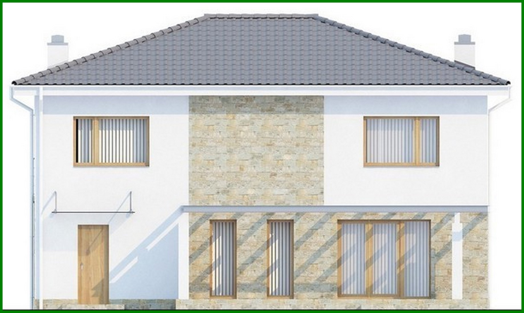 Visualization gallery - The project of a two-story cottage with a garage for one car