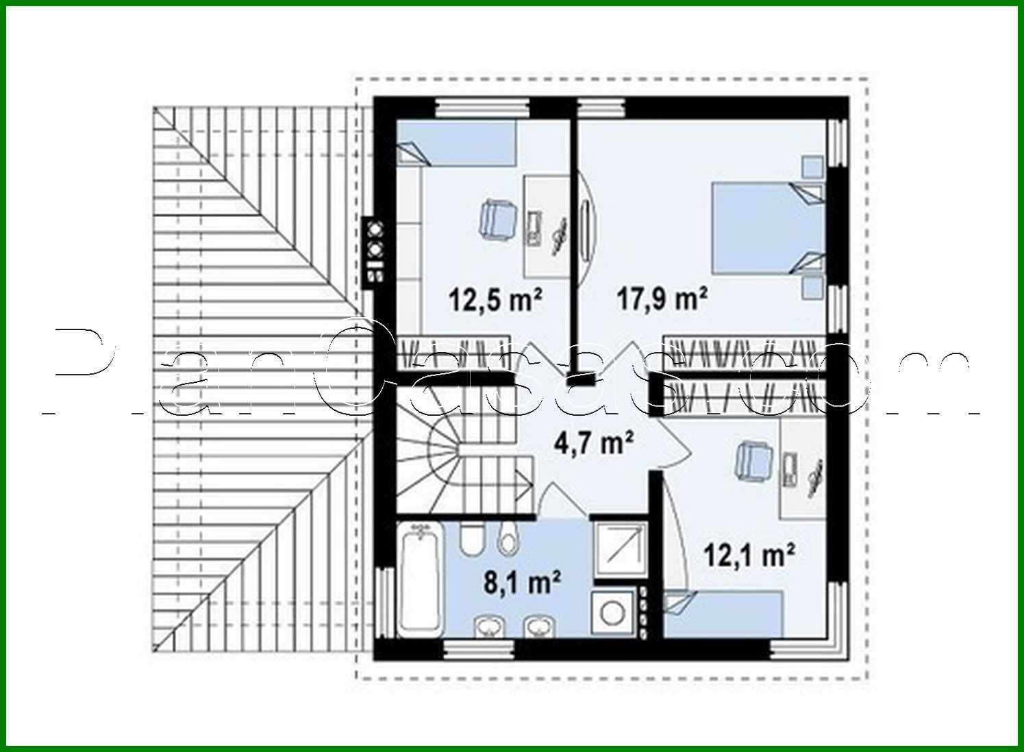 Visualization gallery - Project of a two-story modern house with three bedrooms and a garage