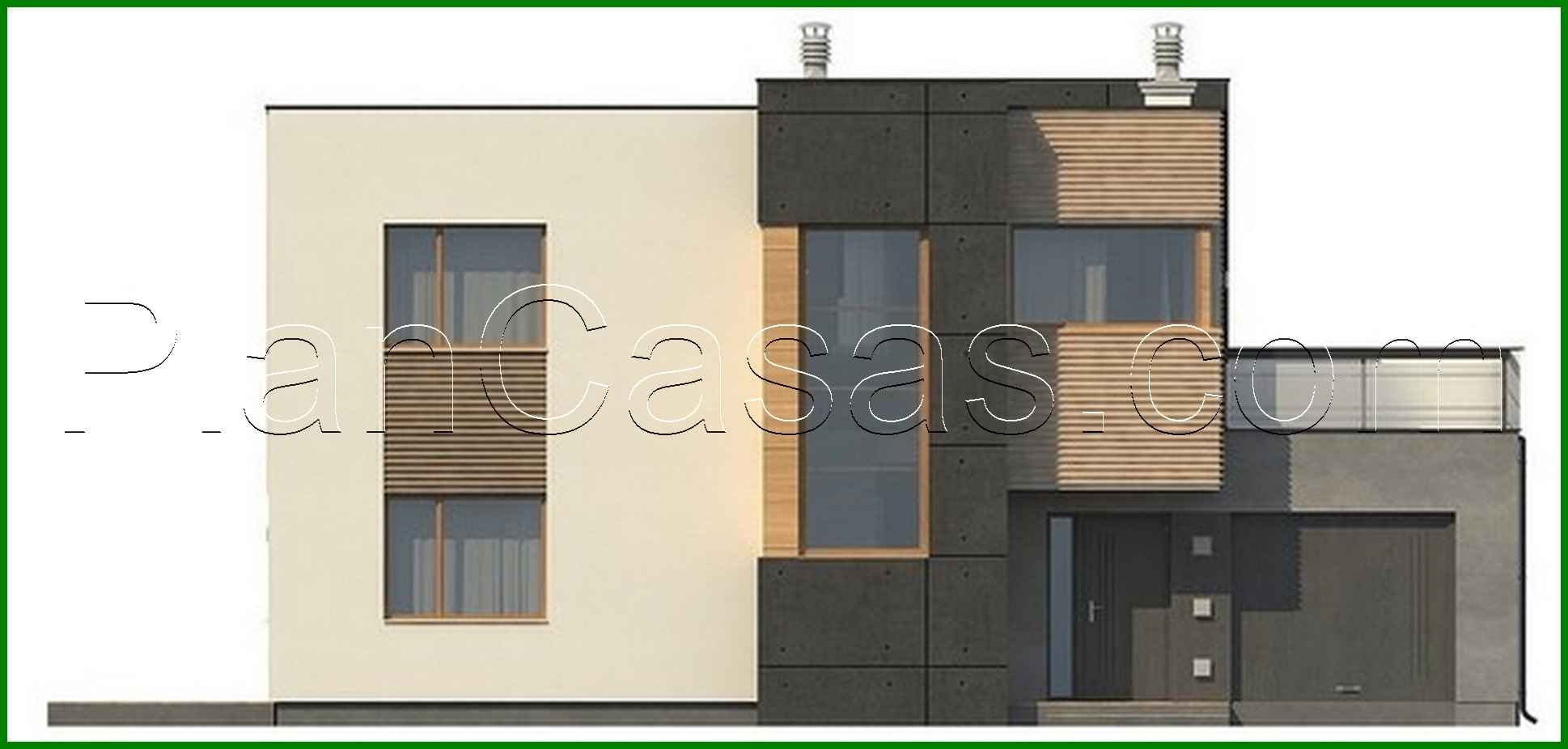 Visualization gallery - A project of a two-story modernist cottage with a garage and a terrace