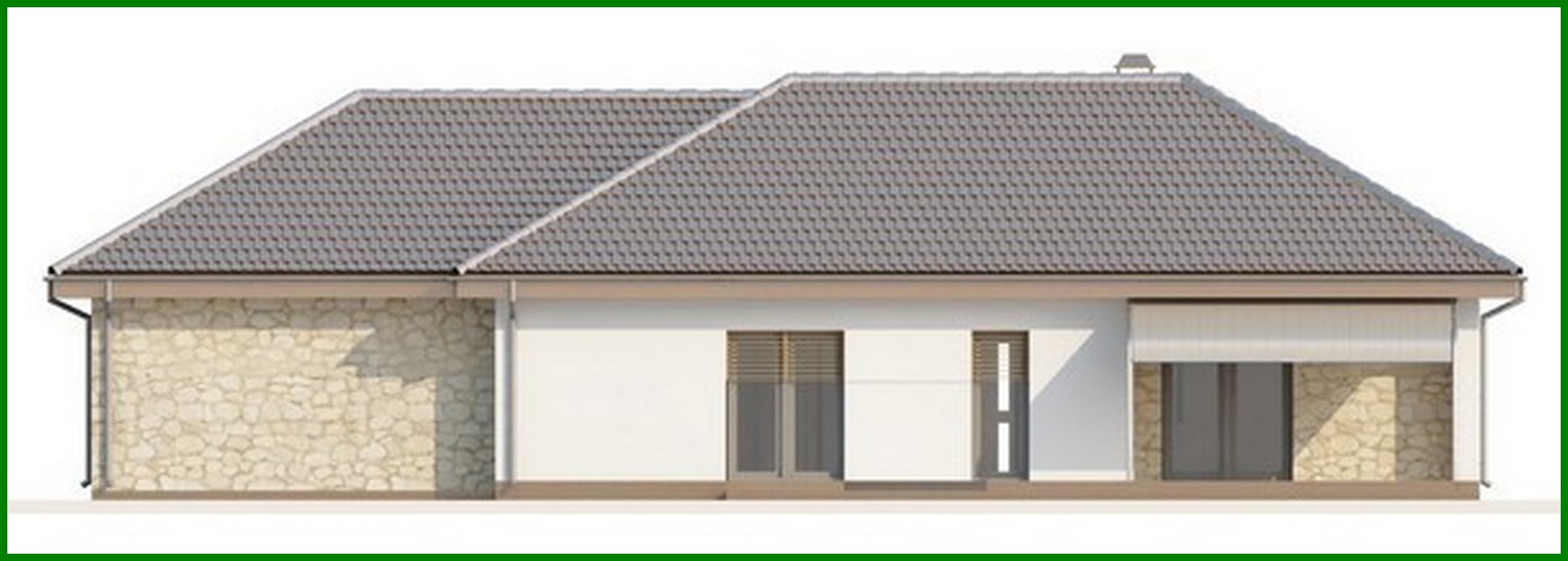 Visualization gallery - The project of a one-story cottage with a garage for two cars and utility room