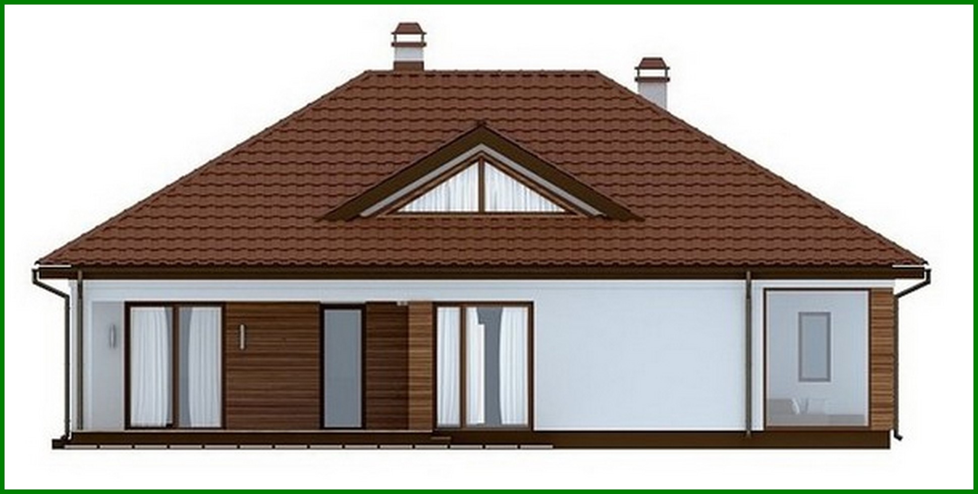 Visualization gallery - One-storey cottage project with a greenhouse and a terrace