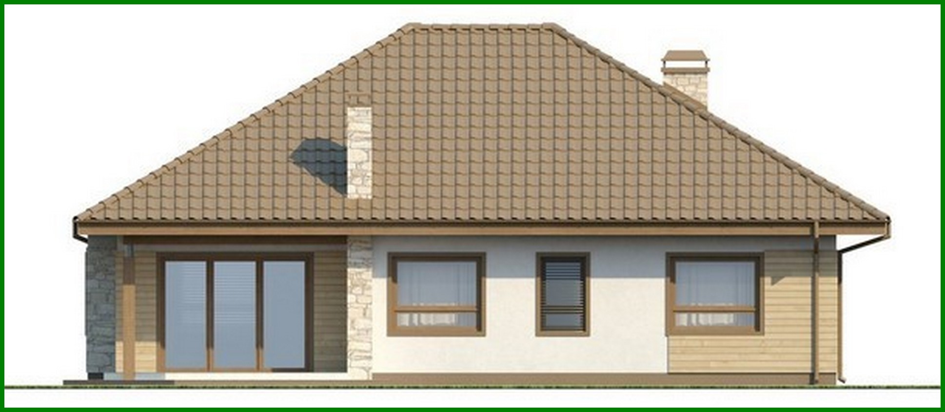 Visualization gallery - The project of a one-story cottage with a garage and an attic