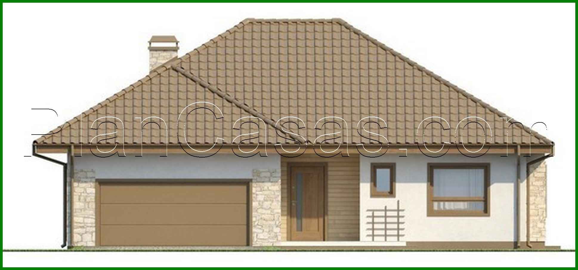 Visualization gallery - The project of a one-story cottage with a garage and an attic