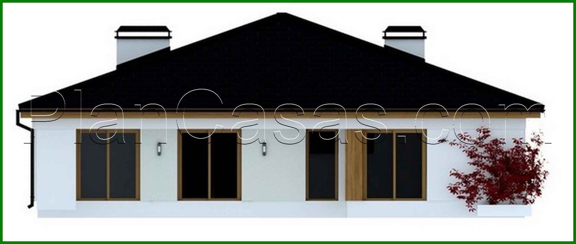 Visualization gallery - Project of a one-story house with 4 bedrooms and a garage