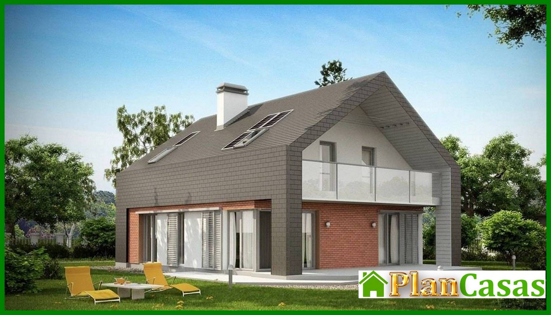 Visualization gallery - A project of a practical cottage with an unusual attic and a brick facade