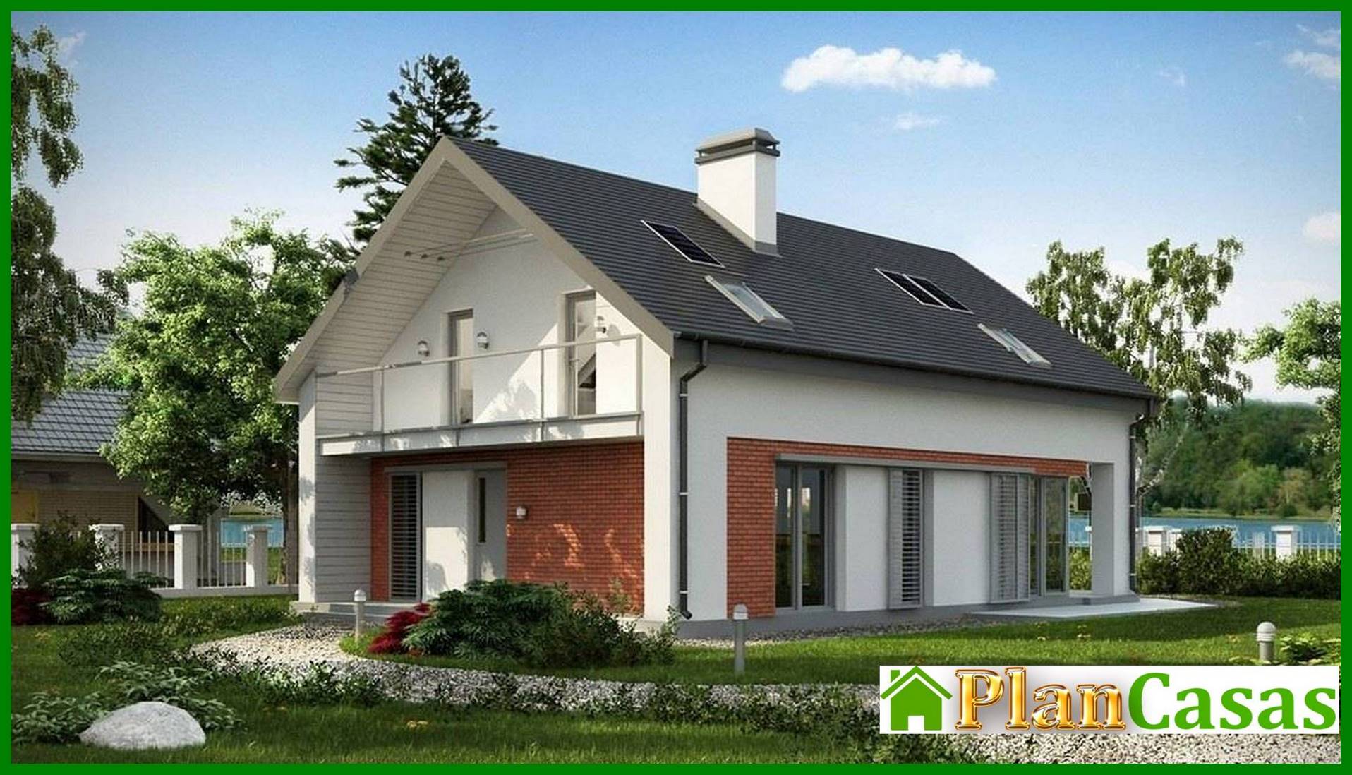 Visualization gallery - A project of a practical cottage with an unusual attic and a brick facade