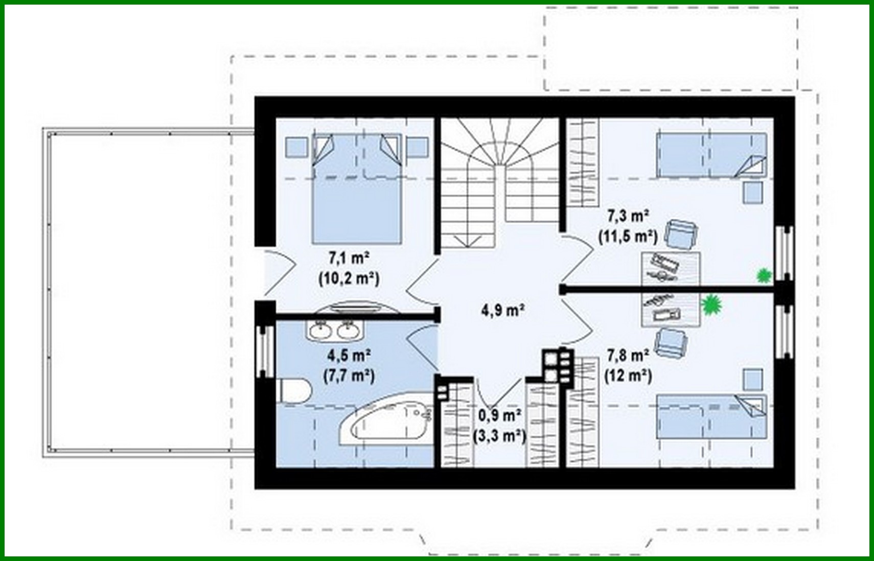 Visualization gallery - The project of a cottage with an attic, a garage and a cozy beautiful terrace