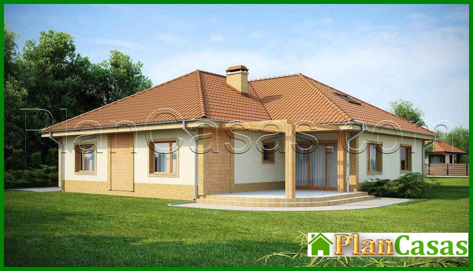 Single-storey cottage project with a garage for 2 cars house plan