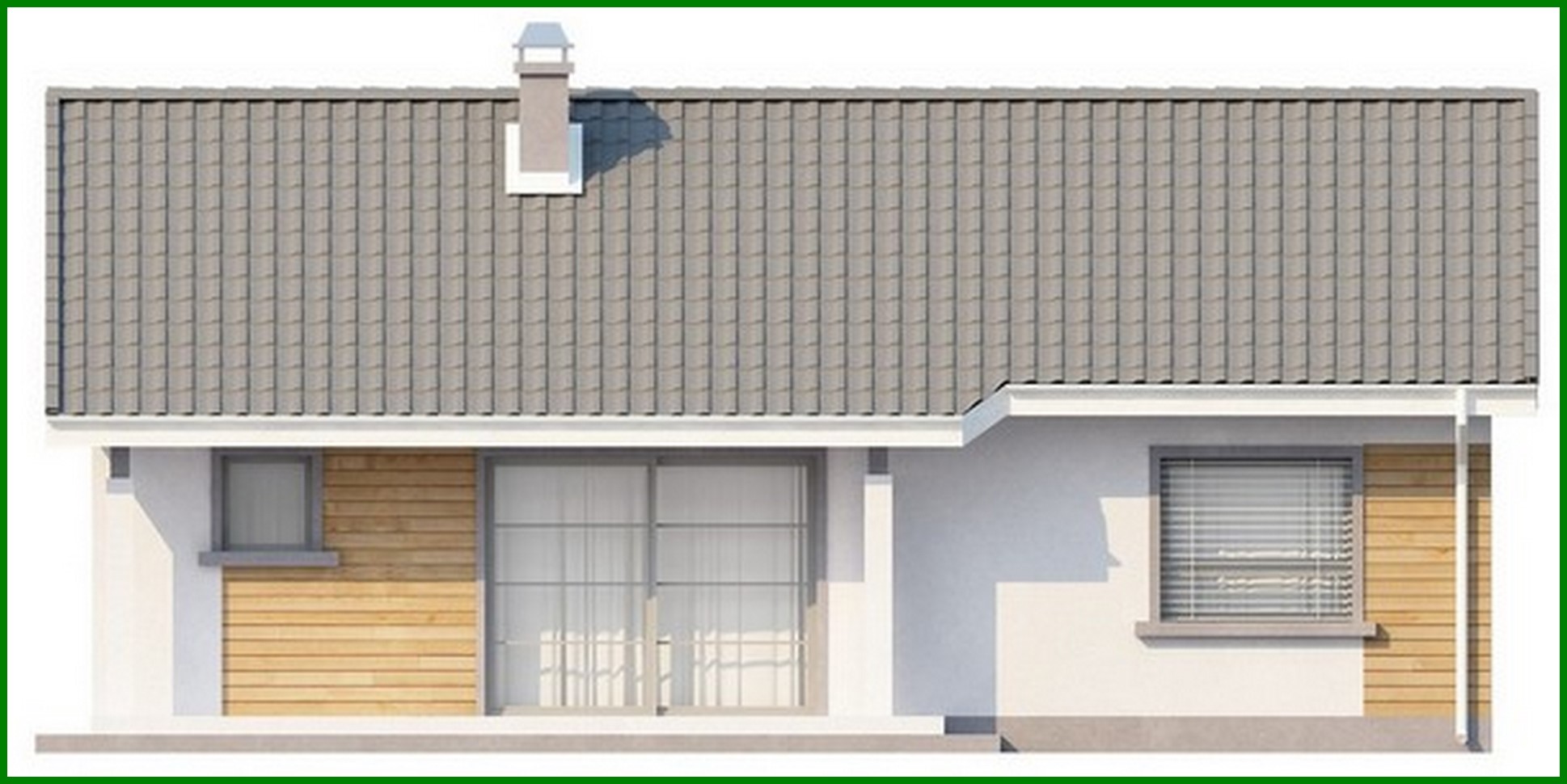 Visualization gallery - The project of a compact one-story house with a corner kitchen window