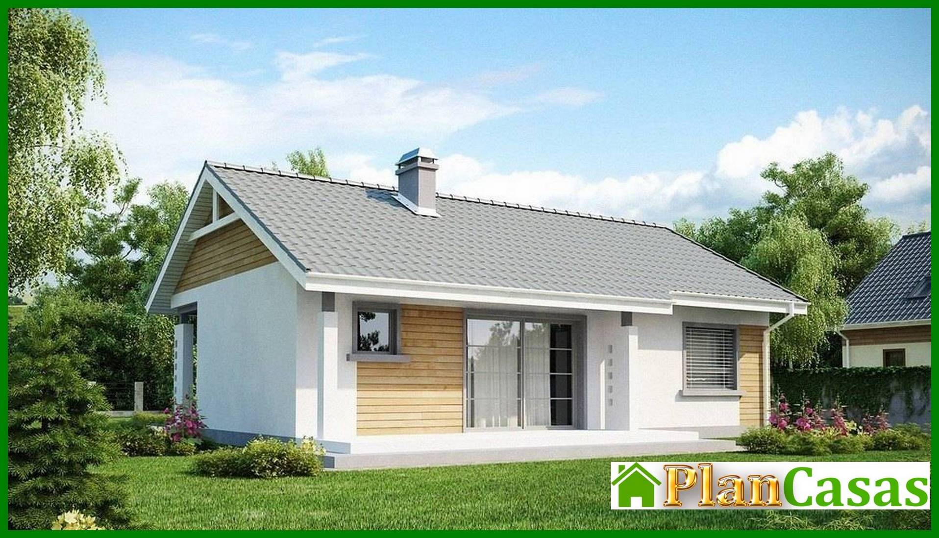 Visualization gallery - The project of a compact one-story house with a corner kitchen window