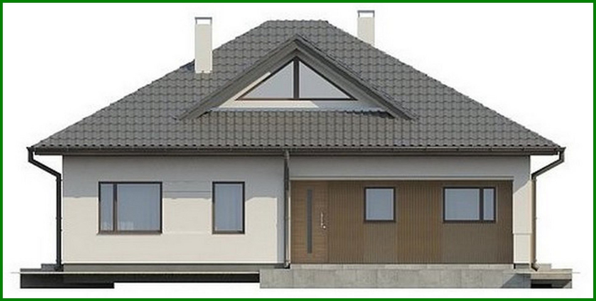 Visualization gallery - The project of a one-story cottage with an original facade and a four-pitched roof