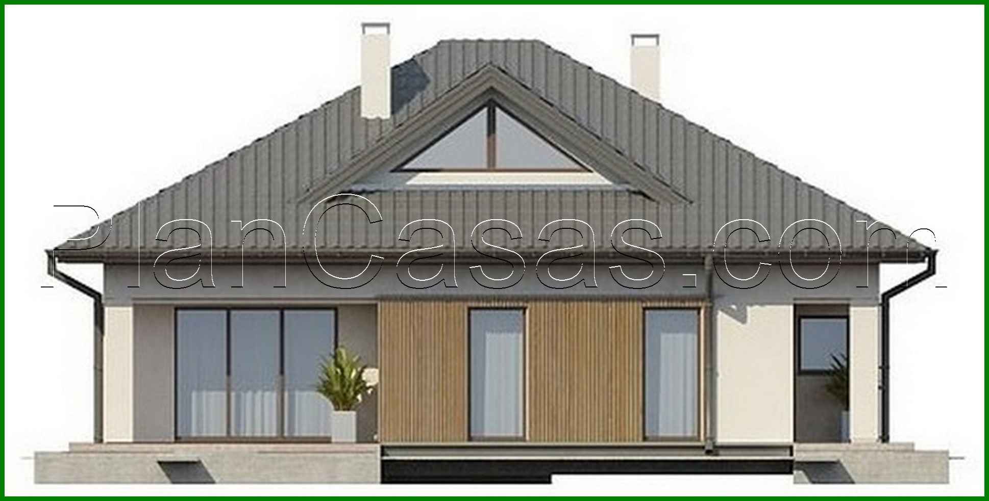 Visualization gallery - The project of a one-story cottage with an original facade and a four-pitched roof