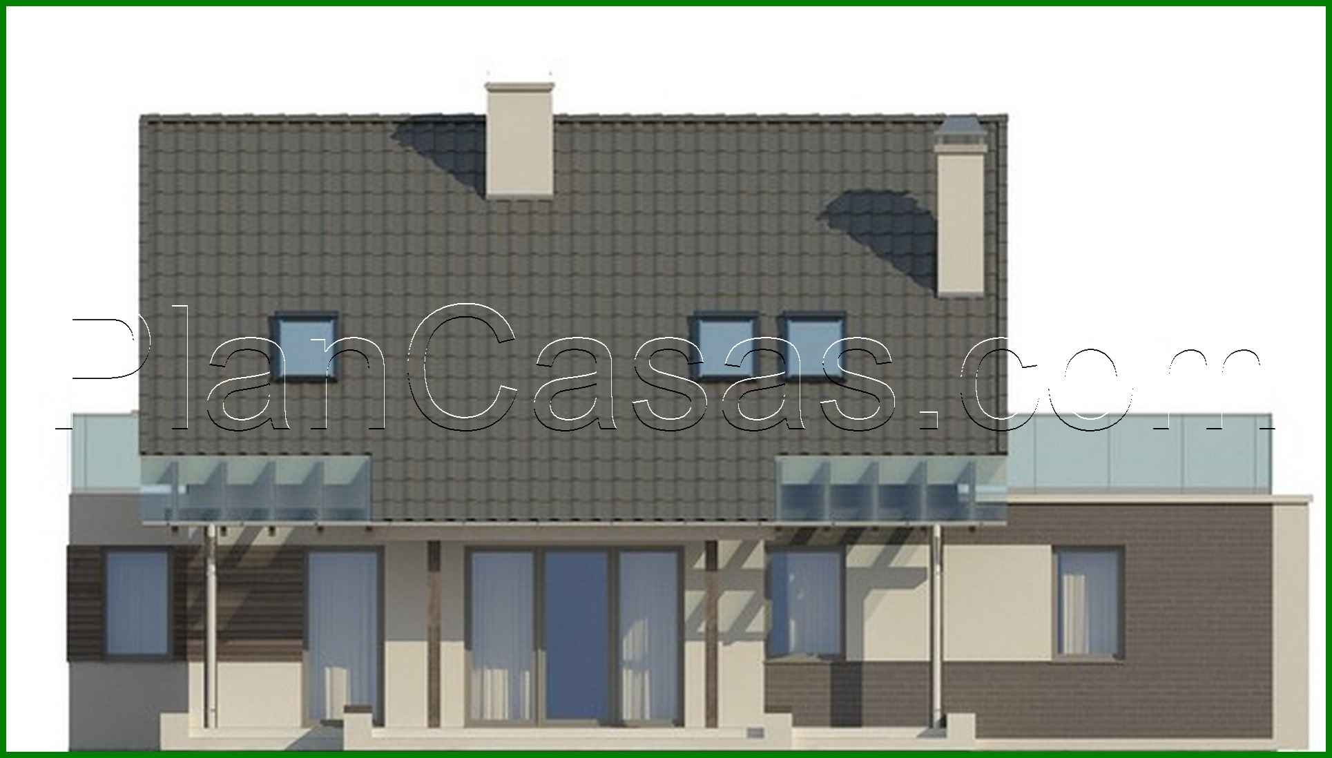 Visualization gallery - Project of a small one-story house with a terrace above the garage