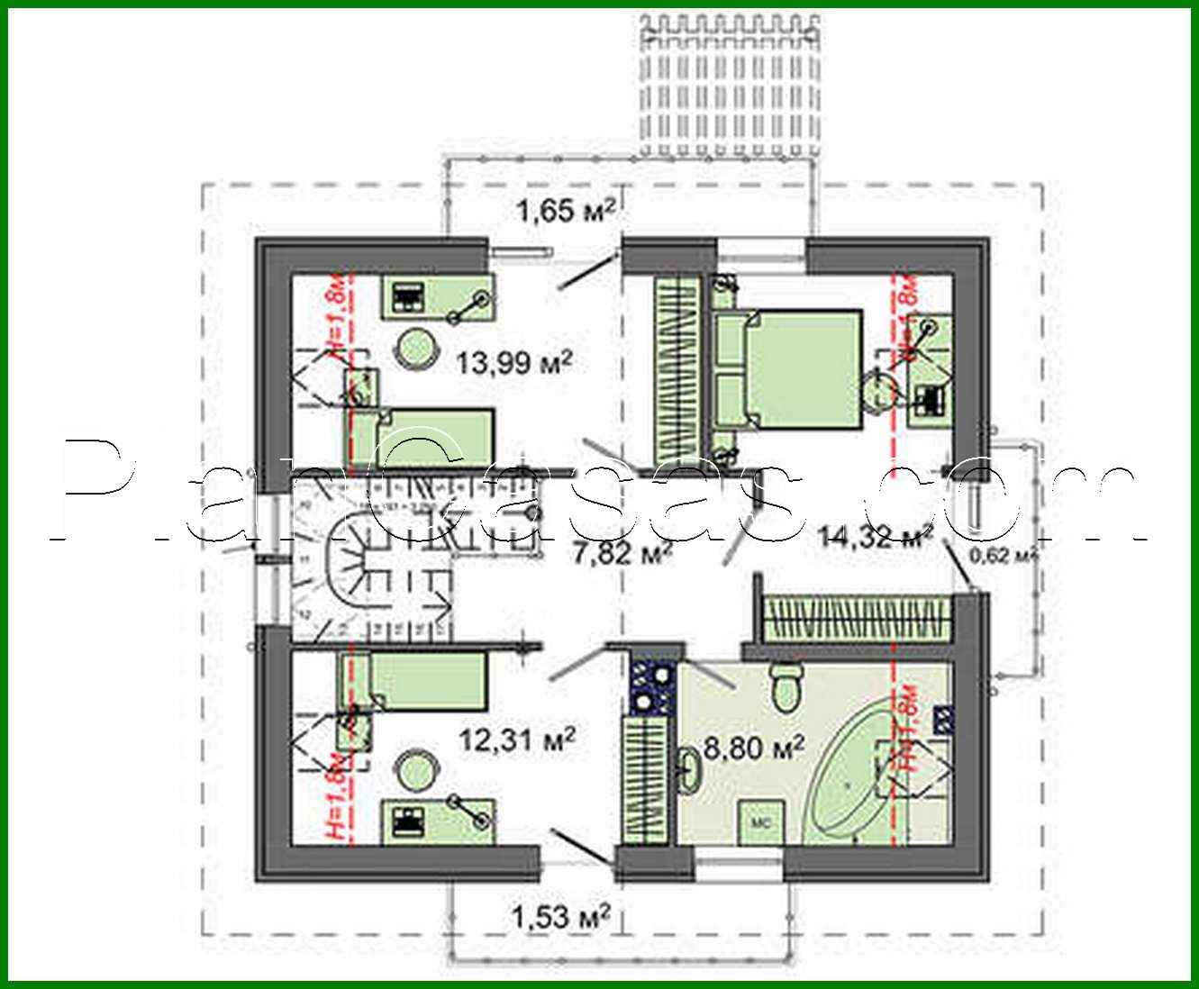 Visualization gallery - Project of a modern stylish house with a bay window and an unusual balcony