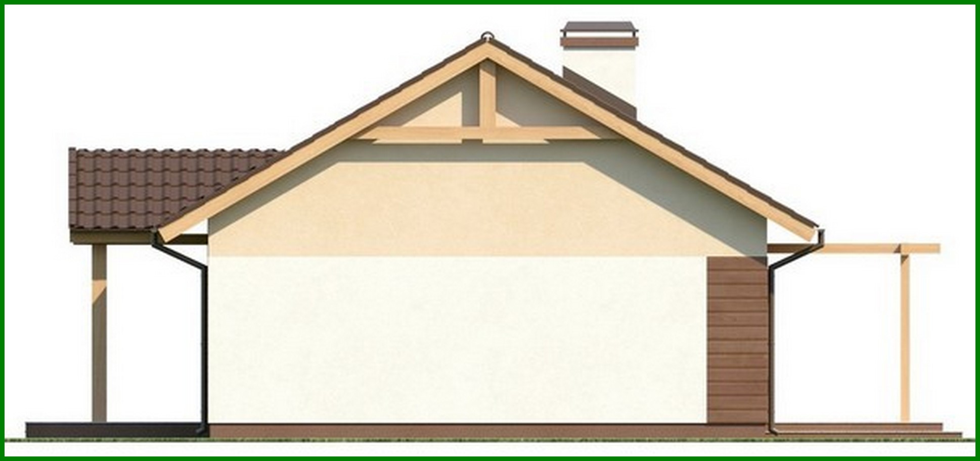 Visualization gallery - The project of a simple one-story house, made in the classical style with a gable roof