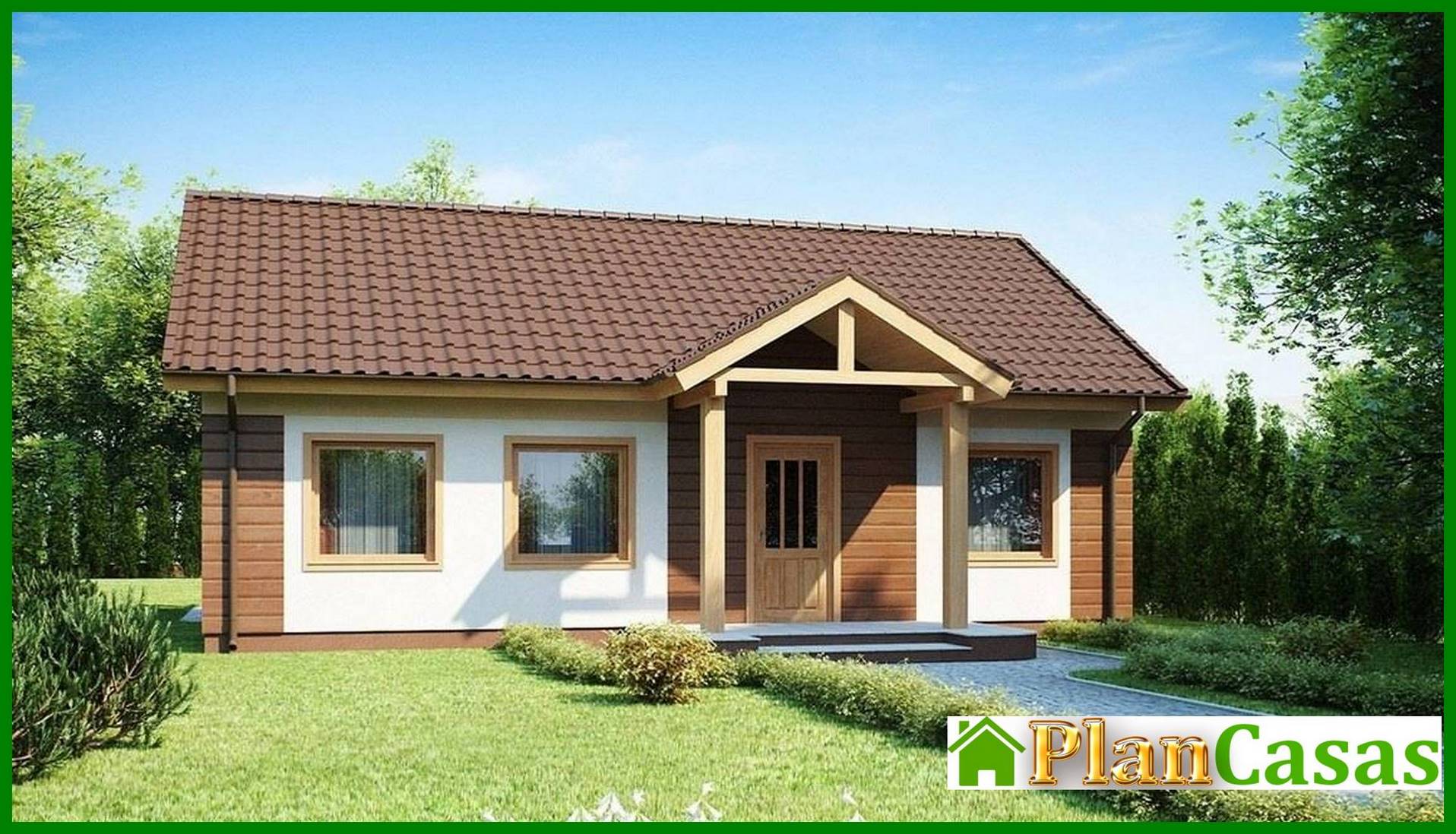 The project of a simple one-story house, made in the classical style with a gable roof house plan