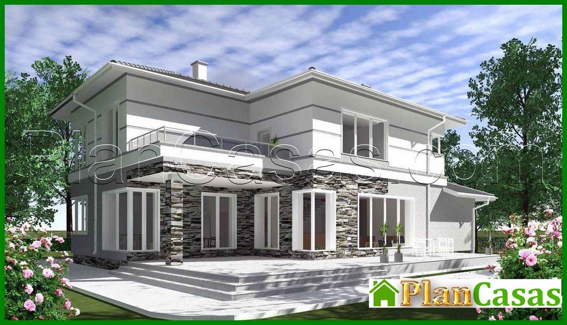Project for the construction of a bright two-story mansion house plan