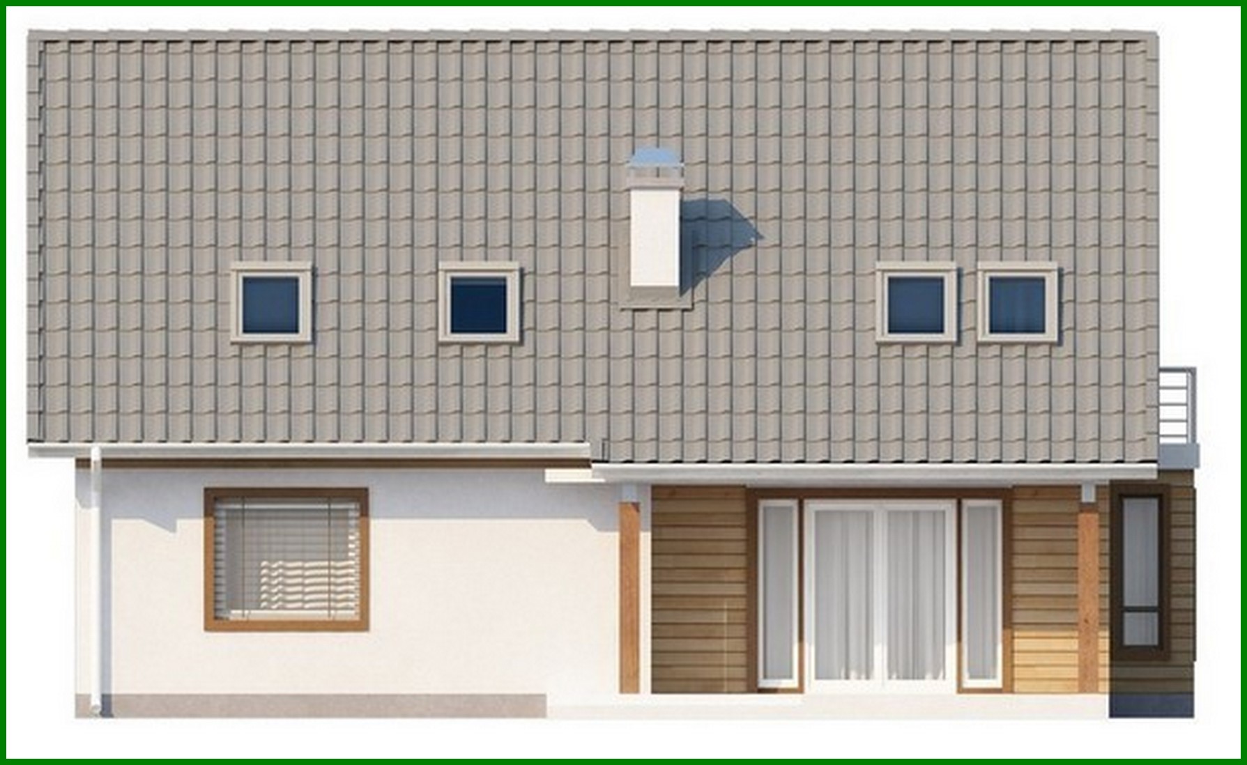 Visualization gallery - House project with an attic, bay window and balcony, stylish facade