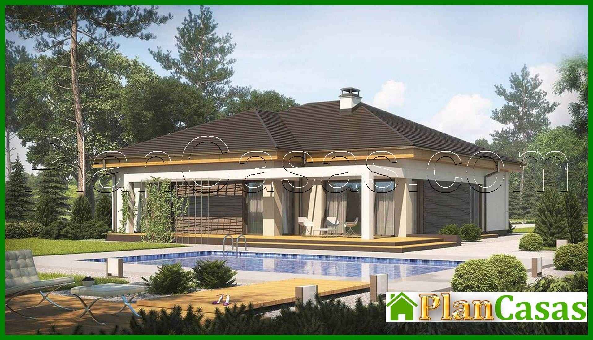 Single-storey house project with frontal garage house plan