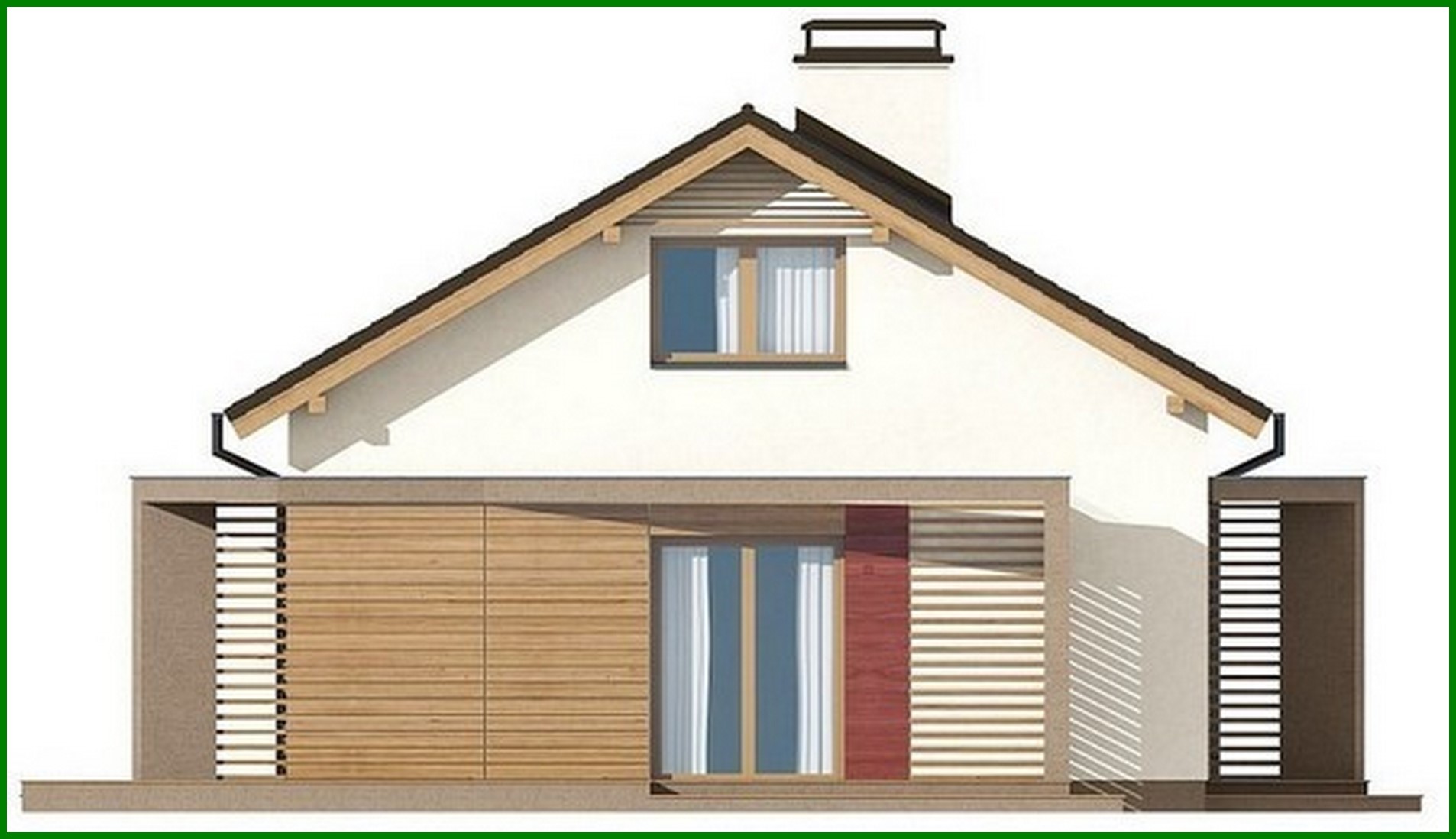 Visualization gallery - The project of a classic one-story country house with an attic and a gable roof