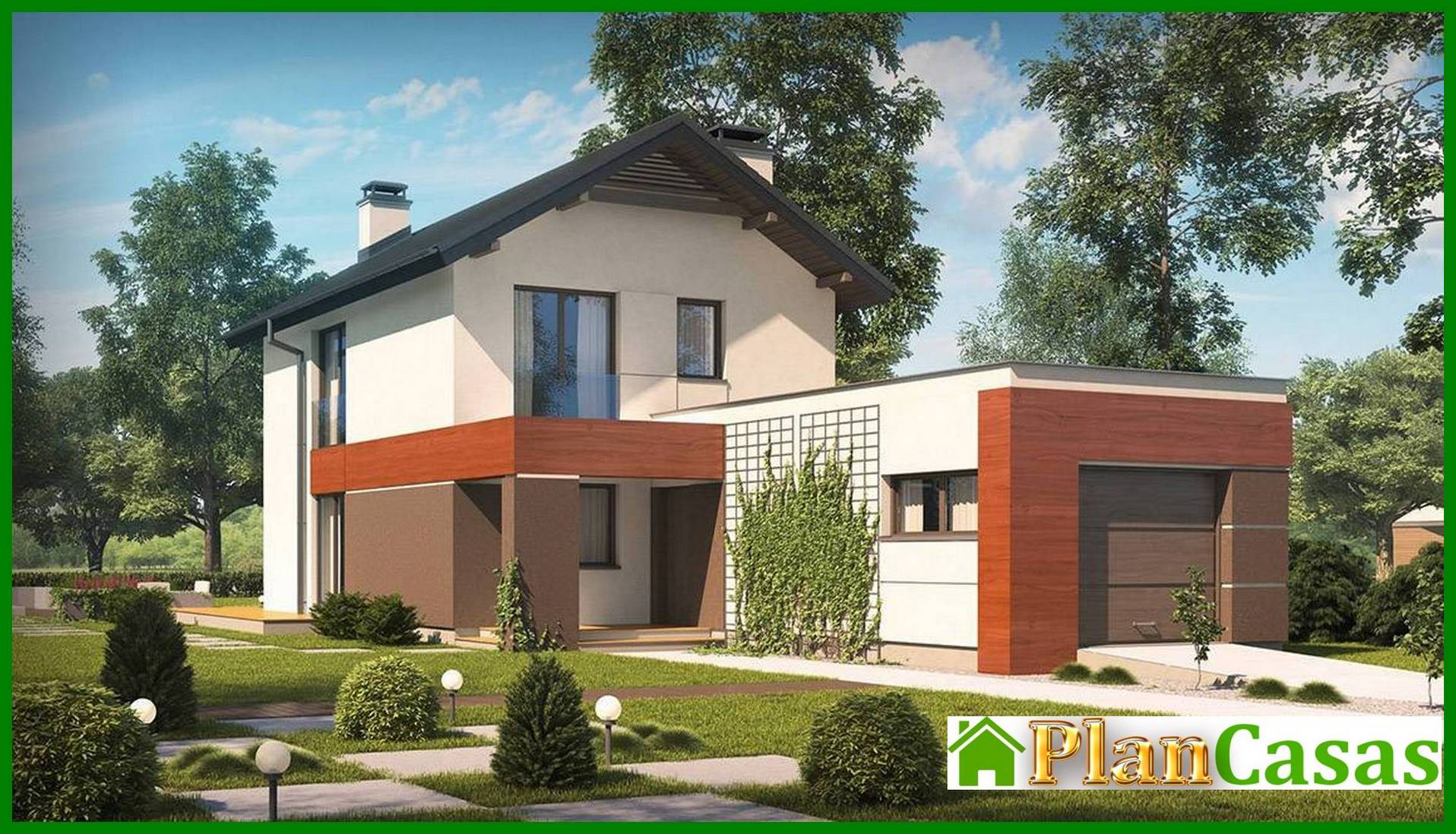 Visualization gallery - The project of a two-story cottage with a garage