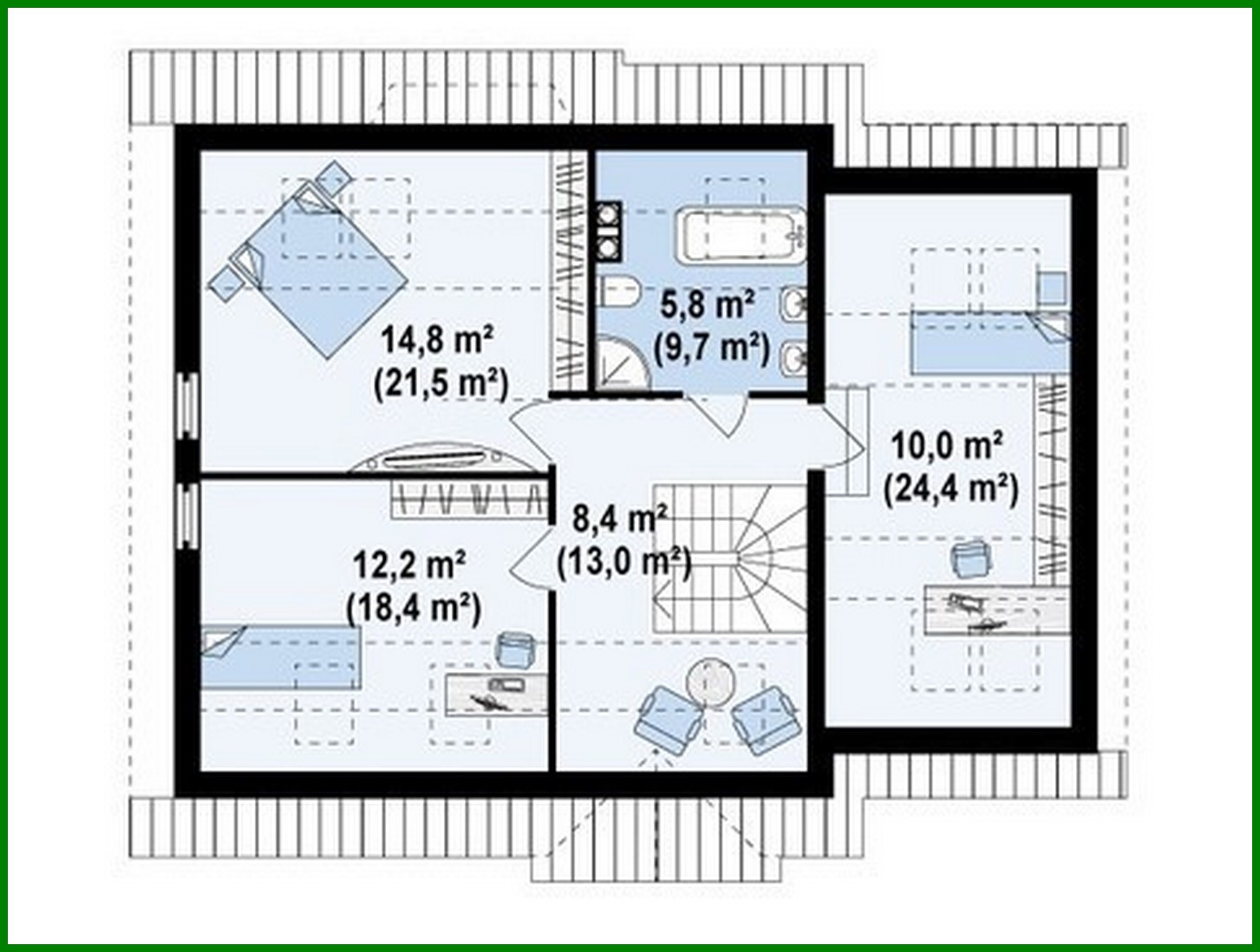 Visualization gallery - Project of a stylish house with an attic and a garage