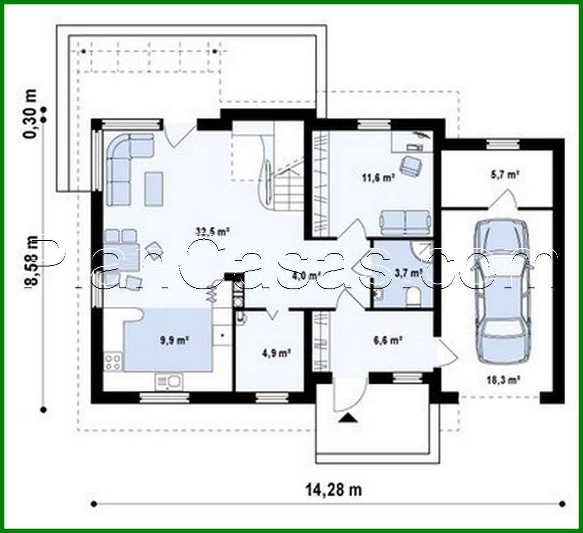 Visualization gallery - Project of a cottage with an attic, an office and a terrace above the garage