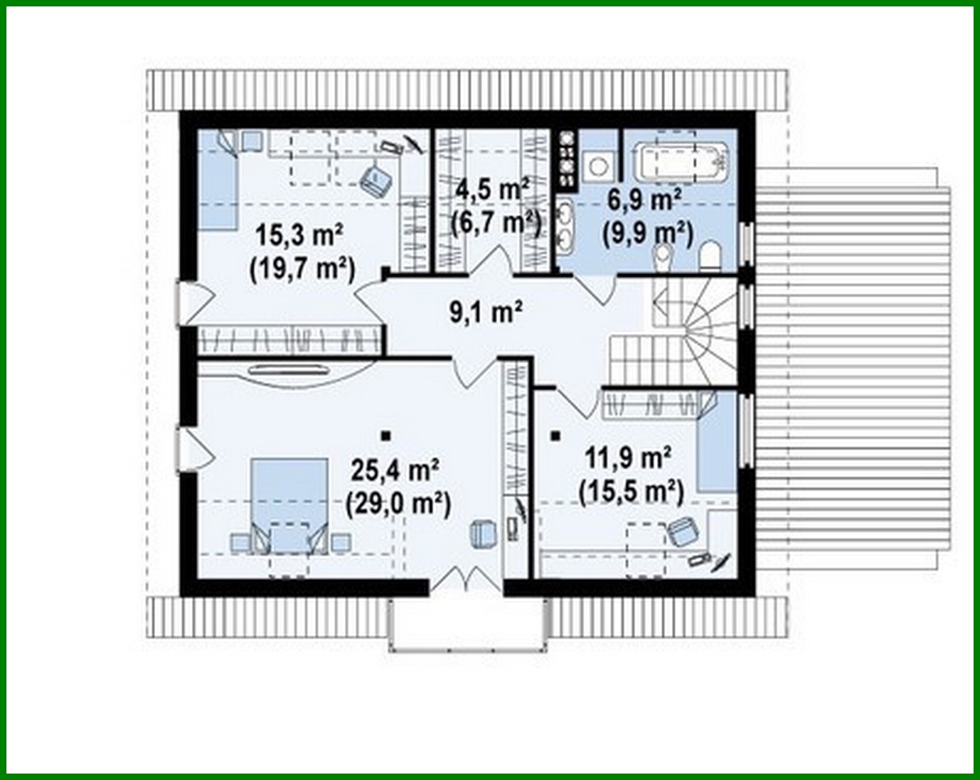 Visualization gallery - House project with a garage and an original attic