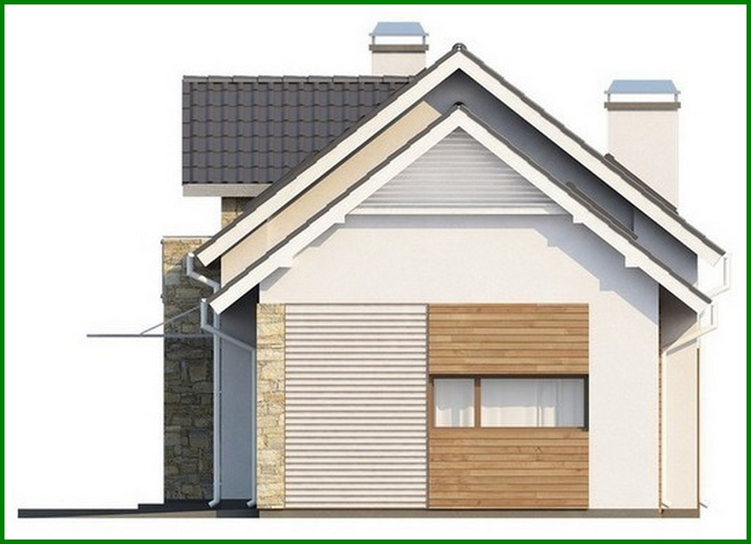 Visualization gallery - A project of a cottage with a bay window and an attic for a narrow plot