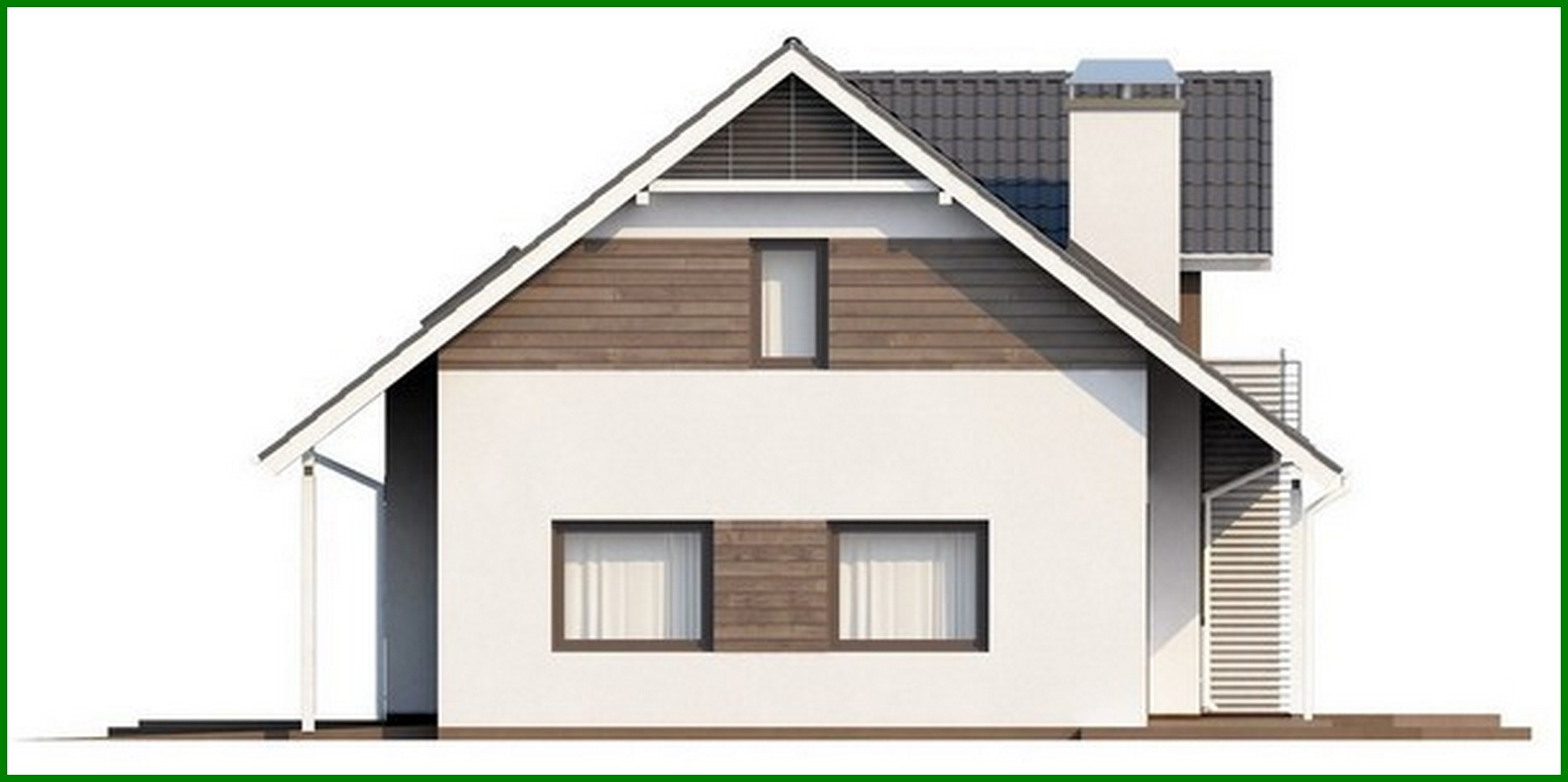 Visualization gallery - Cottage project with built-in garage, corner terrace and study