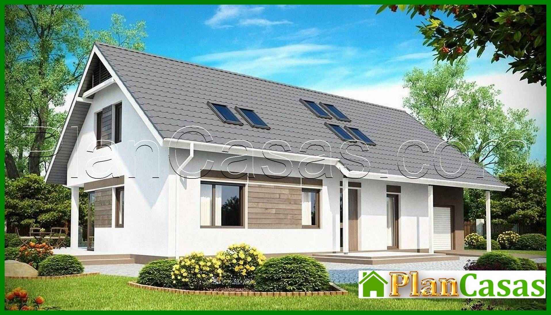 Visualization gallery - Cottage project with built-in garage, corner terrace and study