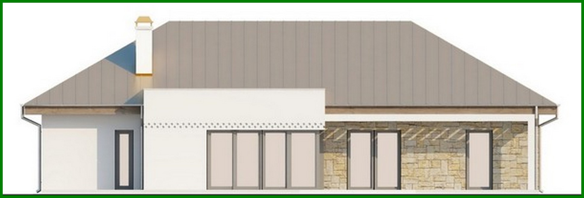 Visualization gallery - Single-storey cottage project with garage, with private area