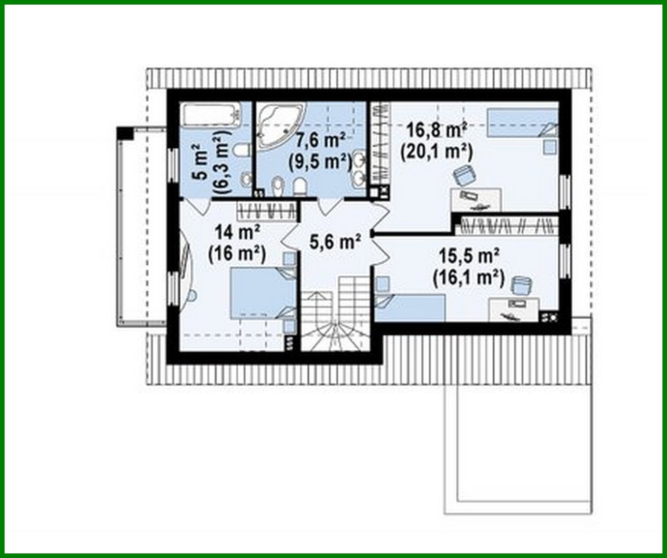 Visualization gallery - The project of a cottage with an attic, with a frontal garage