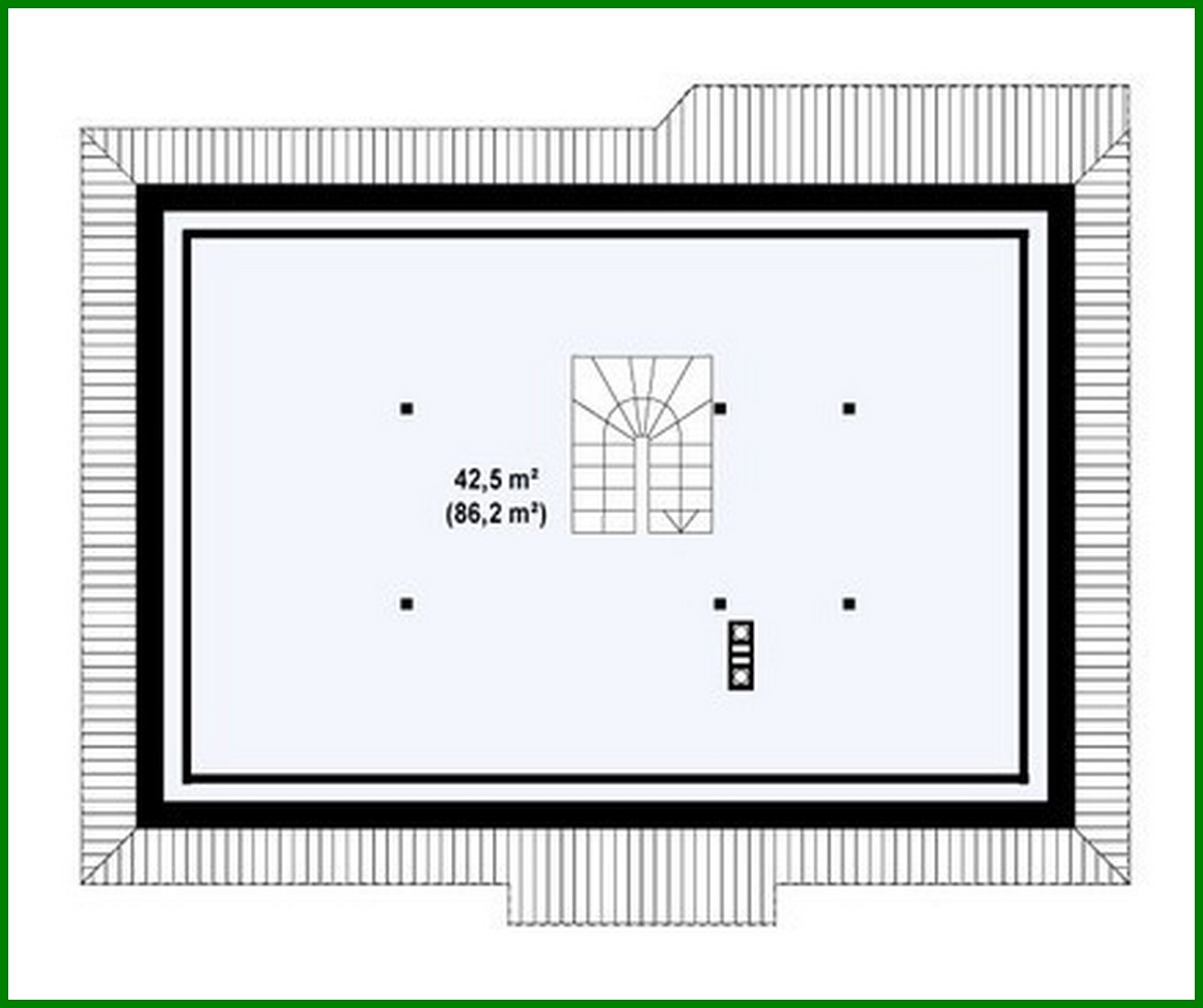 Galería de visualizaciones - Proyecto de casa de una planta con ático de estilo tradicional