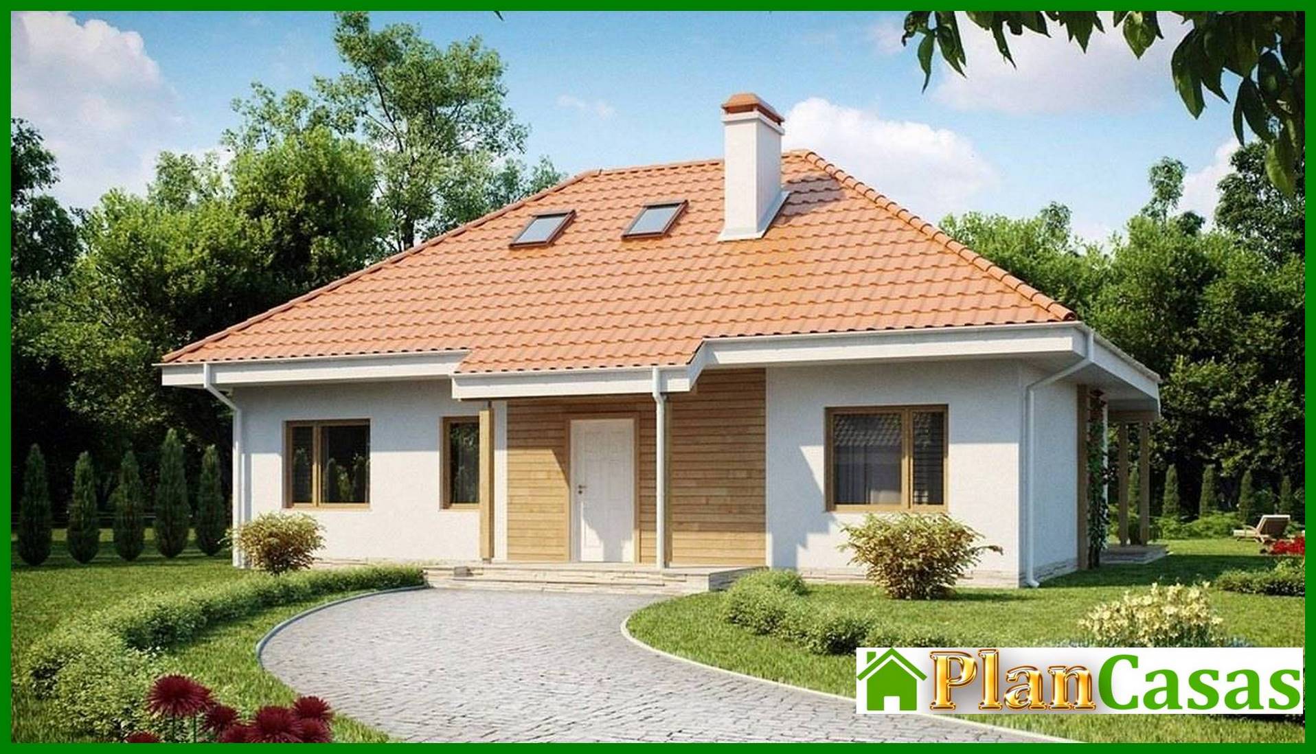 Galería de visualizaciones - Proyecto de casa de una planta con ático de estilo tradicional